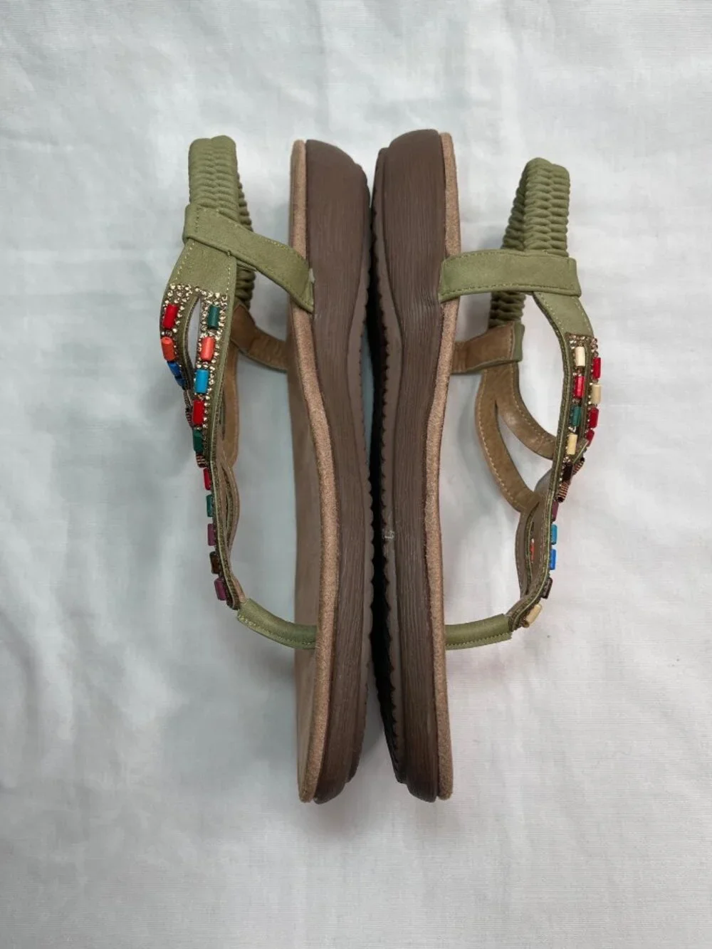 Patrizia Crema by Spring Step Jewel-Accented Sandals Size 38 EU